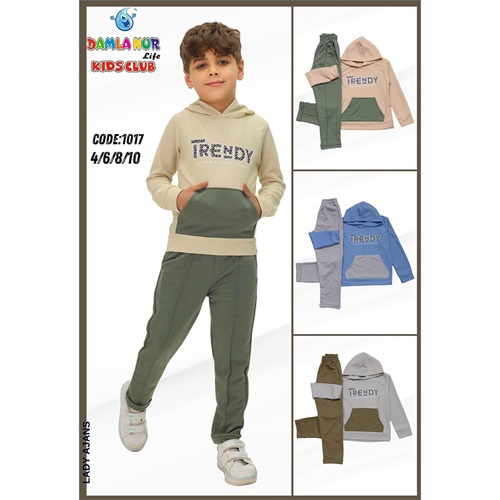 Damlanur Erkek Çocuk Trendy Baskılı Takım 4-10 Yaş - Kahverengi - 4-10 YAŞ