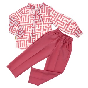 Stylla 1964 Kız Çocuk Desenli Gömlek Pantolon Takım 5-8 Yaş - Mint Yeşil - 5-8 YAŞ