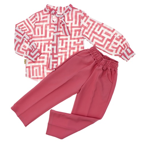 Stylla 1964 Kız Çocuk Desenli Gömlek Pantolon Takım 5-8 Yaş - Mint Yeşil - 5-8 YAŞ