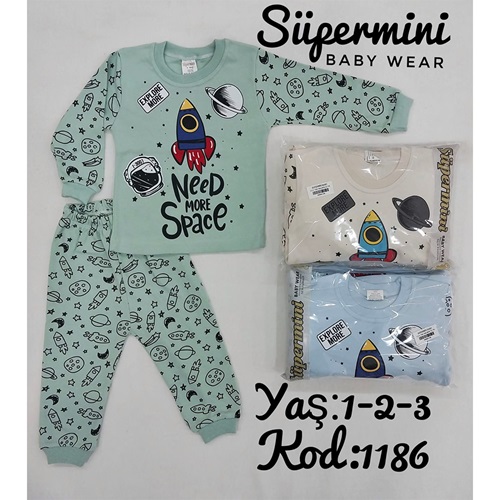 Süpermini 1186 Erkek Çocuk Penye Galaksi Baskılı Takım 1-3 Yaş - Ekru - 1-3 YAŞ