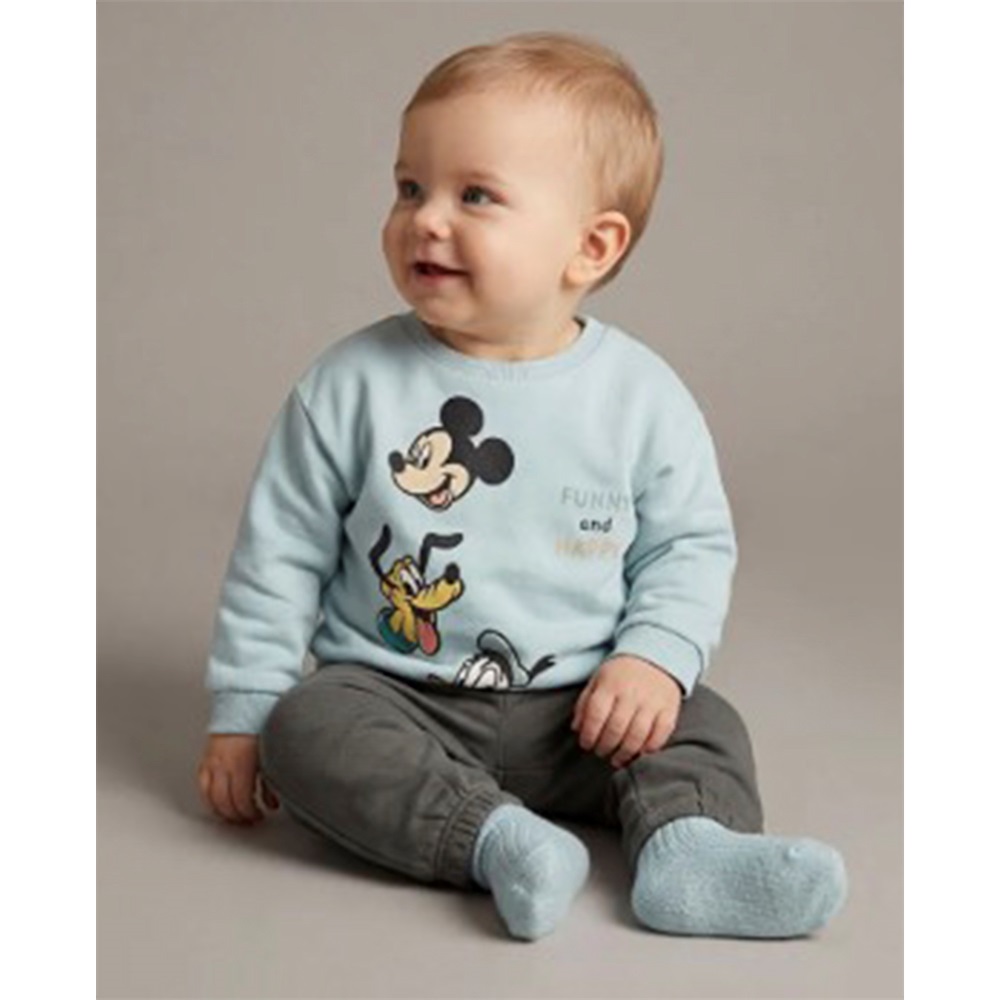 Süpermini 5525 Erkek Bebe Mickey Mouse Baskılı Takım 6-12 Ay