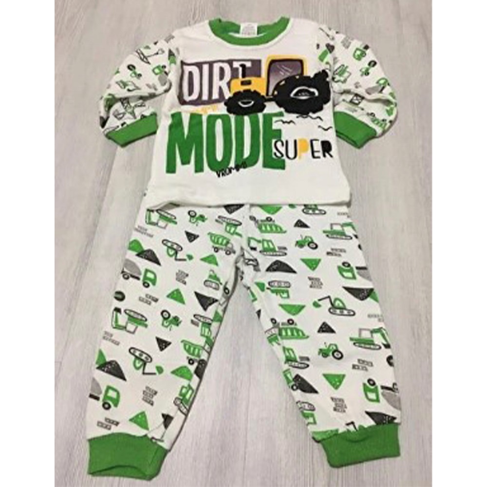 Süpermini 5523 Erkek Bebe Renkli Kamyon Baskılı Takım 6-12 Ay