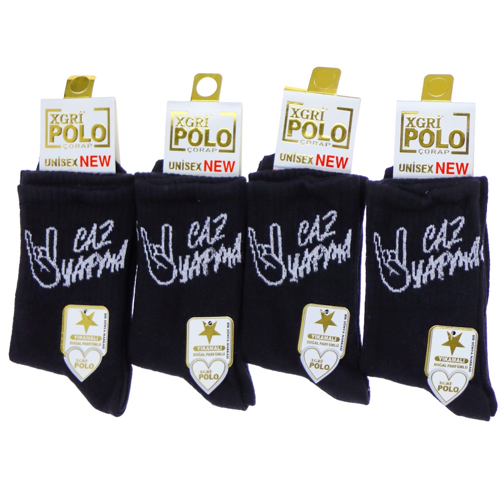 XGri Polo B-92 Bayan Likralı Yıkamalı Kokulu Kolej Çorap - Beyaz - PAKET İÇİ TEK RENK