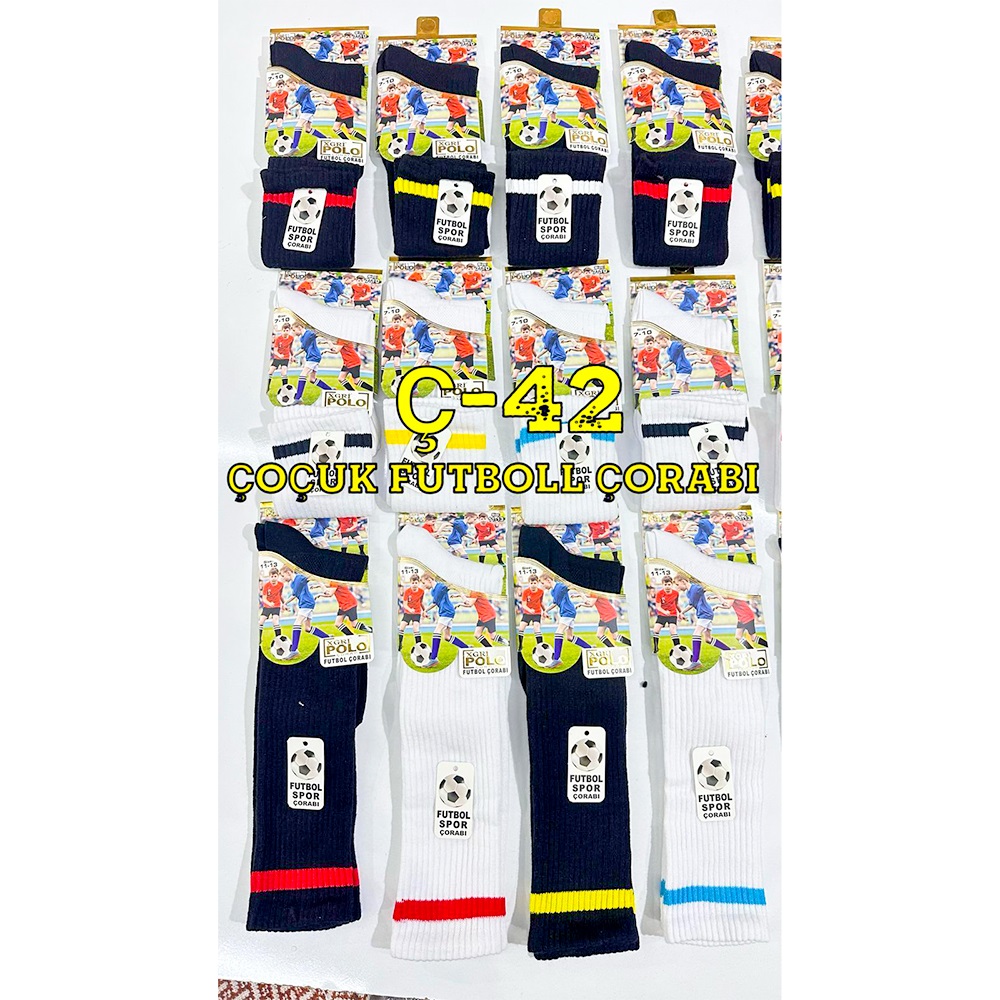 XGri Polo Ç-42 Erkek Çocuk Penye Likralı Futbol Çorap - Siyah - 14-17 YAŞ