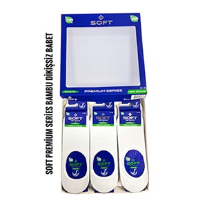 Soft 3263 Erkek Bambu Likralı 200 İğne Dikişsiz Silikonlu Kutulu Babet Çorap- Karışık Renk - ASORTİ
