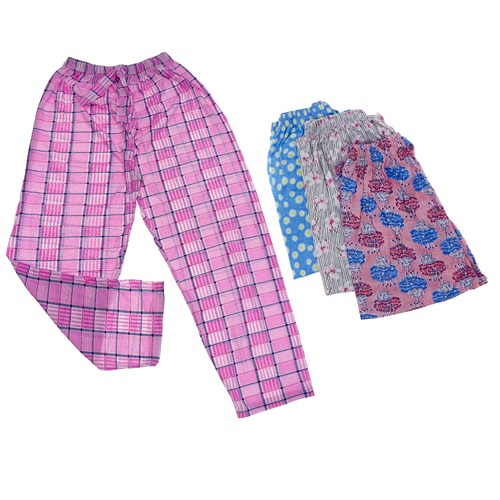 Çiçekli Bayan Penye Desenli Pijama Tek Alt M-2XL(4 Lü) - Karışık Renk - M-L-XL-2XL