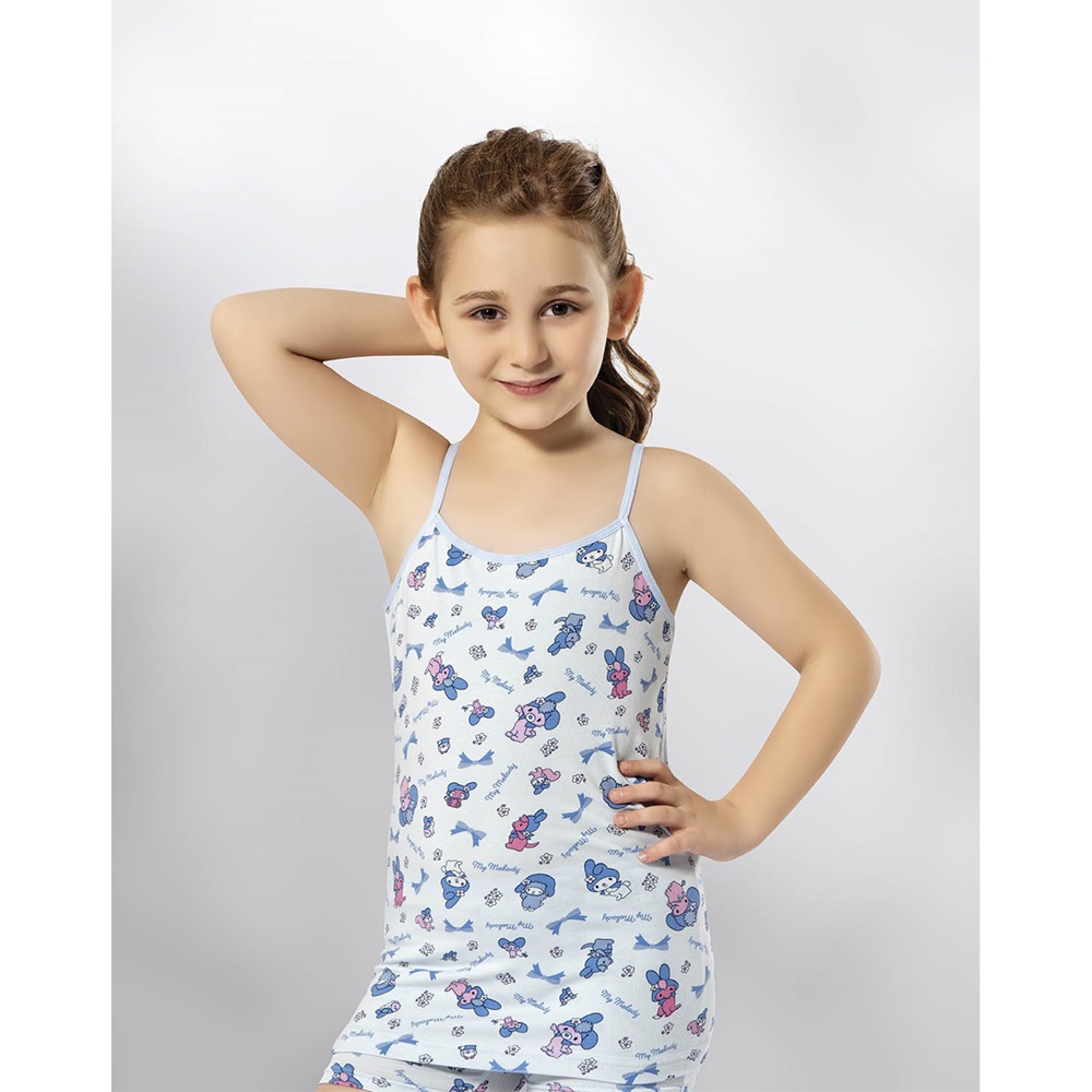 Kota 3405 Kız Çocuk Baskılı İp Askı Atlet(12 Li)