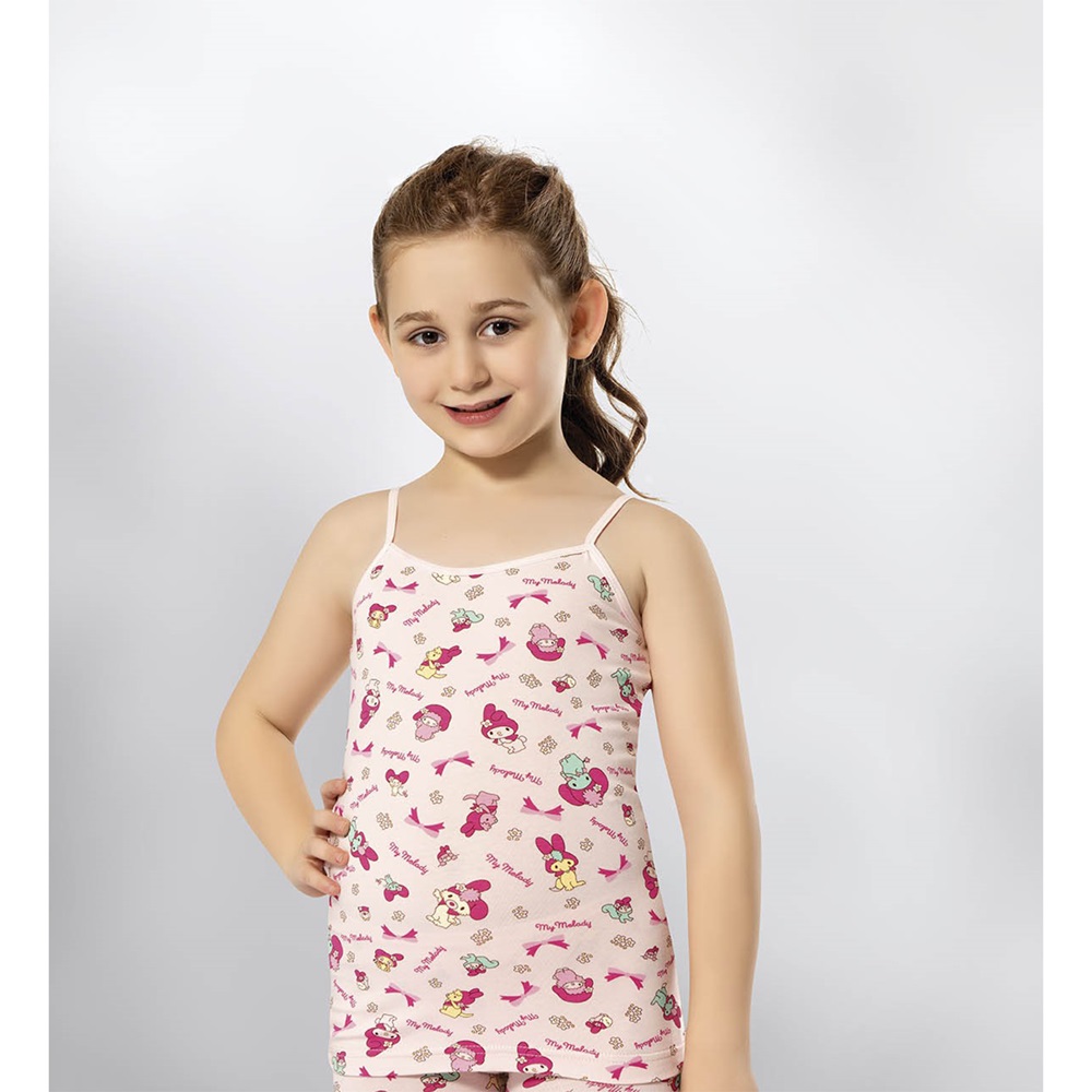 Kota 3405 Kız Çocuk Baskılı İp Askı Atlet(12 Li)