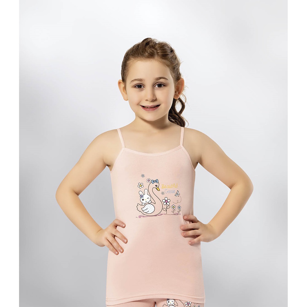 Kota 3408 Kız Çocuk Parça Baskı İp Askı Atlet (12 Li)- Karışık Renk - 11-12 YAŞ