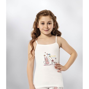 Kota 3408 Kız Çocuk Parça Baskı İp Askı Atlet (12 Li)- Karışık Renk - 11-12 YAŞ