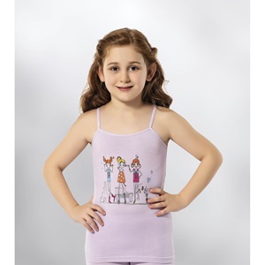 Kota 3408 Kız Çocuk Parça Baskı İp Askı Atlet (12 Li) - Karışık Renk - 7-8 YAŞ