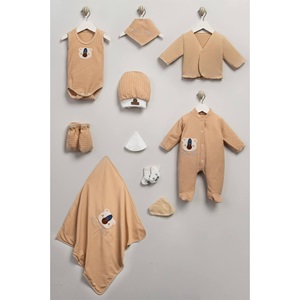 ConCon 5066 Bebe Organik Lüx Süzine Sevimli Ayıcık Nakışlı 5 Parça Zıbın Set 0-3 Ay - Mavi - 0-3 AY