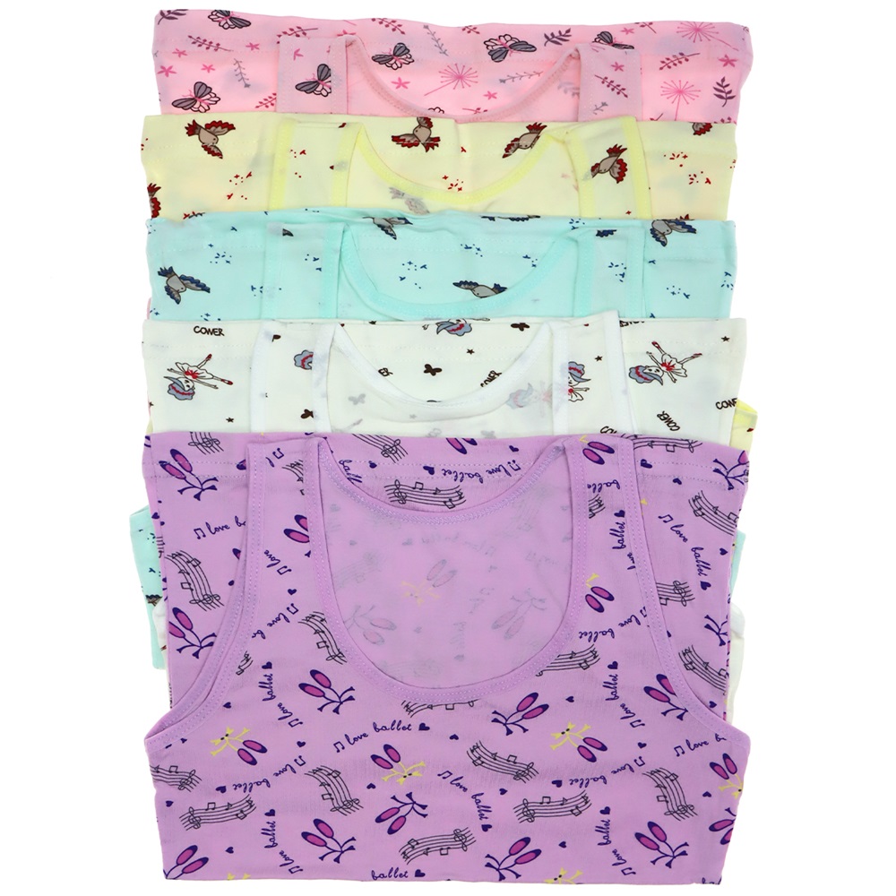 Kota 3412 Kız Çocuk Baskılı Geniş Askı Atlet (12 Li)- Karışık Renk - 11-12 YAŞ