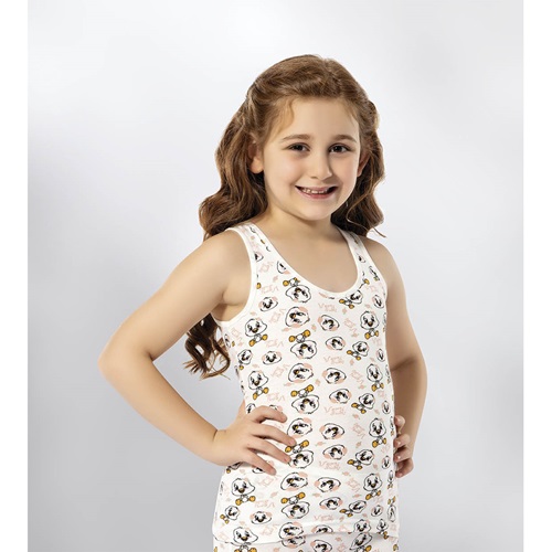 Kota 3412 Kız Çocuk Baskılı Geniş Askı Atlet (12 Li) - Karışık Renk - 3-4 YAŞ