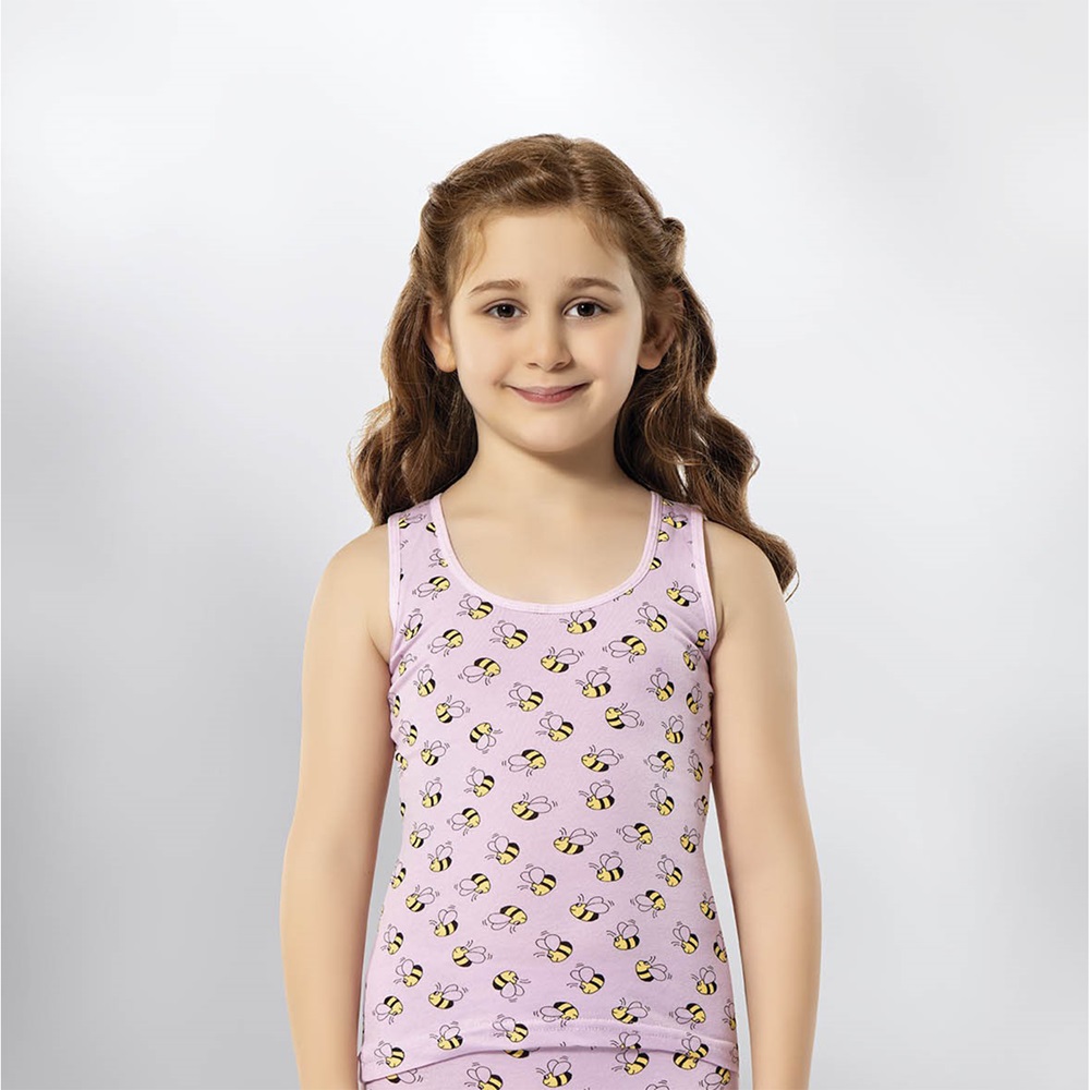 Kota 3412 Kız Çocuk Baskılı Geniş Askı Atlet (12 Li)- Karışık Renk - 5-6 YAŞ