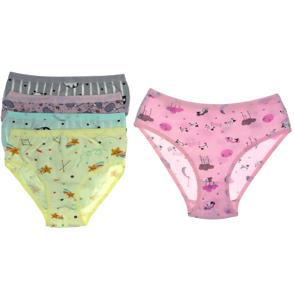 Kota 3402 Kız Çocuk Baskılı Bikini Külot - Karışık Renk - 3-4 YAŞ