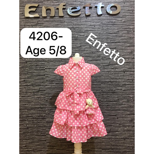 Enfetto 4206 Kız Çocuk Puantiyeli Oyuncaklı Elbise 5-8 Yaş - Yeşil - 5-8 YAŞ