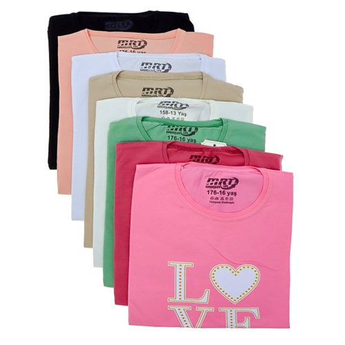 Kardeşler Kız Çocuk Penye Simli Love Baskılı Sıfır Yaka Tişört 13-16 Yaş - Beyaz - 13-16 YAŞ