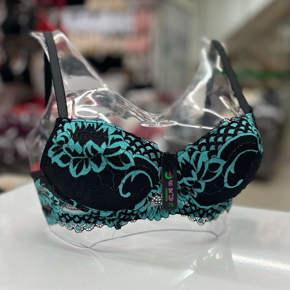 Ebru 1153 Bayan Dantelli Silikonlu Dolgulu Sütyen Takım 75-95 - Kahverengi - Ekru - 75-80-85-90-95