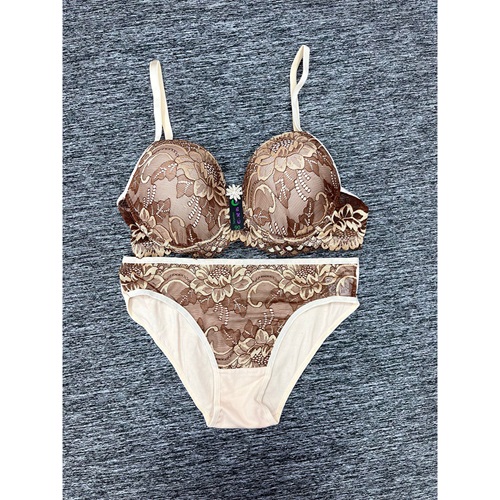 Ebru 8003 Bayan Dantelli Silikonlu Dolgusuz Sütyen Takım 75-95 - Siyah-Turkuaz - 75-80-85-90-95