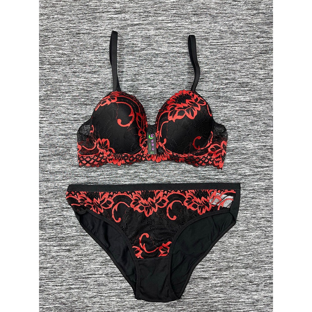 Ebru 8003 Bayan Dantelli Silikonlu Dolgusuz Sütyen Takım 75-95