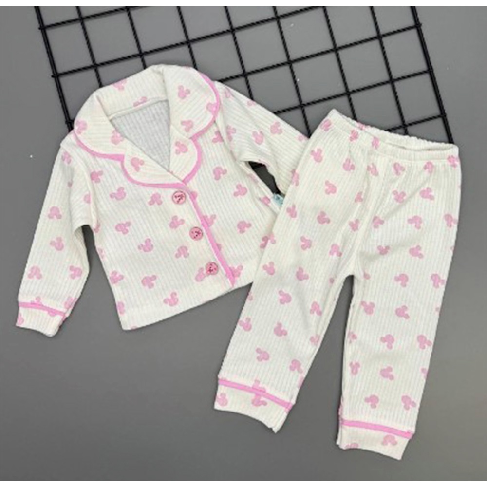 Ceylan Bebe 0003 Bebe Baskılı İnterlok Biyeli Pijama Takımı 6-18 Ay - Kahverengi