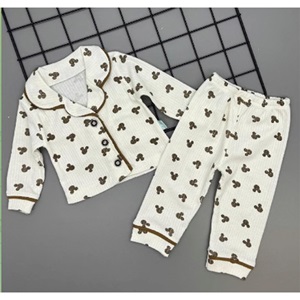 Ceylan Bebe 0003 Bebe Baskılı İnterlok Biyeli Pijama Takımı 6-18 Ay - Kahverengi