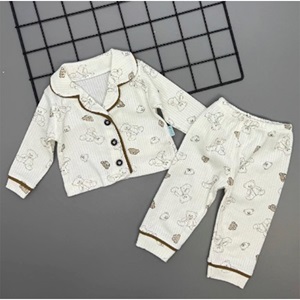 Ceylan Bebe 0003 Bebe Baskılı İnterlok Biyeli Pijama Takımı 6-18 Ay - Kahverengi