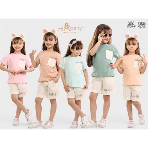 Mixperry 8189 Kız Çep Dantelli Şortlu 2 Li Takım 7-10 Yaş - Gül Kurusu