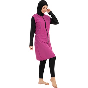 Form Angel 1500 Kadın Fermuarlı Düz Renk Taytlı Tesettür Mayo S-3XL