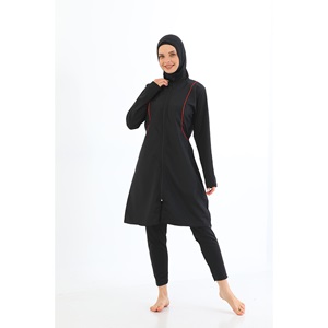 Form Angel 1500 Kadın Fermuarlı Düz Renk Taytlı Tesettür Mayo S-3XL