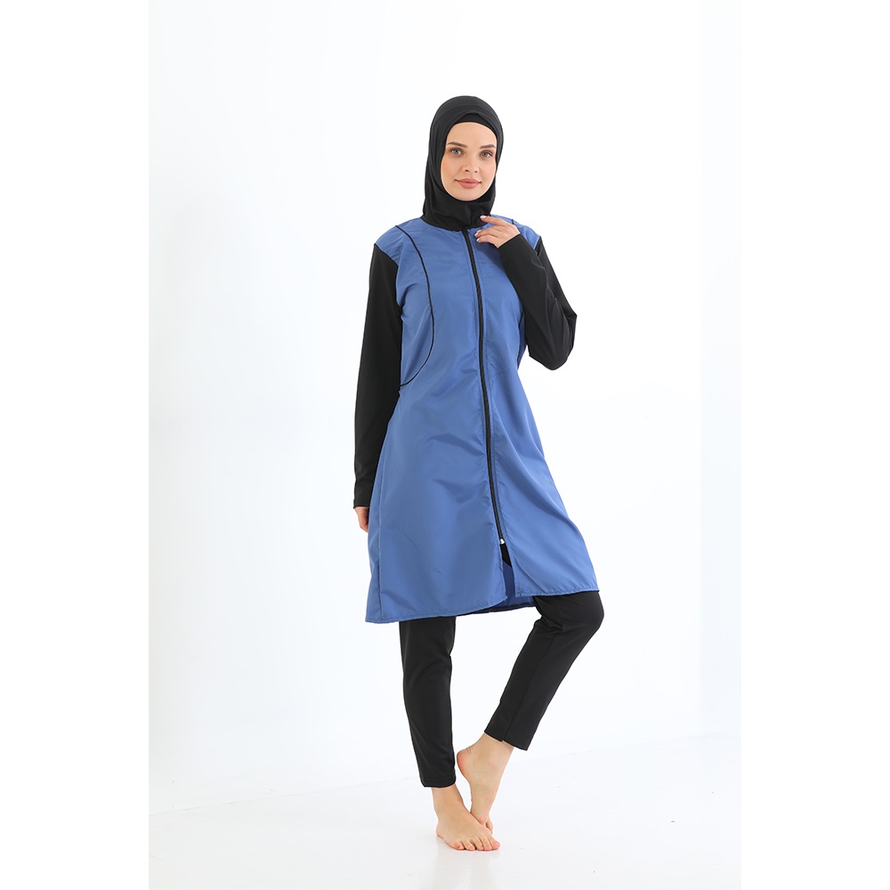 Form Angel 1500 Kadın Fermuarlı Düz Renk Taytlı Tesettür Mayo S-3XL