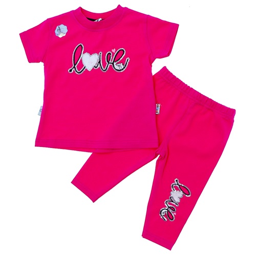 Mini Club 282 Kız Bebe Penye Pullu Love Nakışlı Takım 6-24 Ay - Fuşya - 6-24 AY