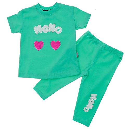 Mini Club 283 Kız Bebe Penye Hello Kalp Nakışlı Takım 6-24 Ay - Lila - 6-24 AY