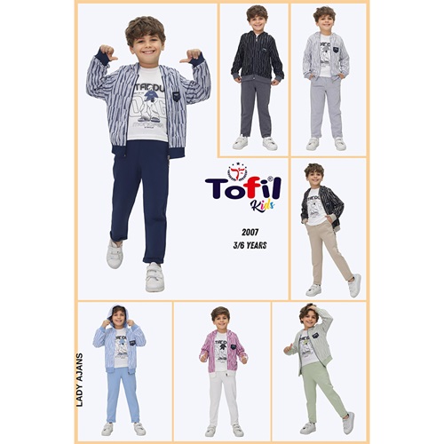 Tofil 2007 Erkek Çocuk Jakarlı Fuermuarlı 3 Lü Takım 3-6 Yaş - Gri