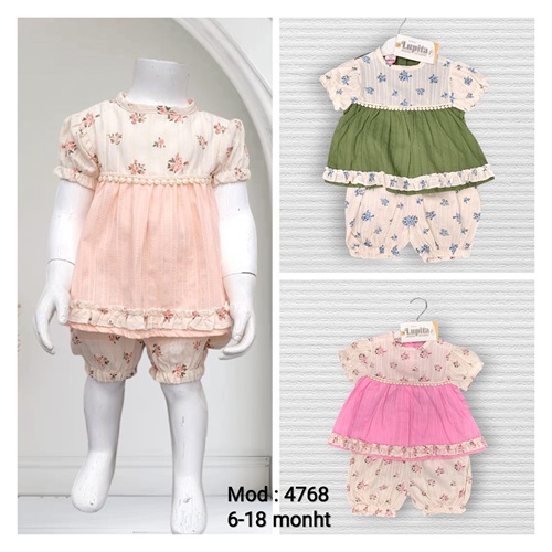 Lupita 4768 Kız Armürlü 2 Li Takım 6-18 Ay - Somon