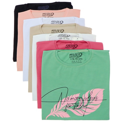 Kardeşler Kız Çocuk Penye Tüy Baskılı Sıfır Yaka Tişört 13-16 Yaş - Siyah - 13-16 YAŞ