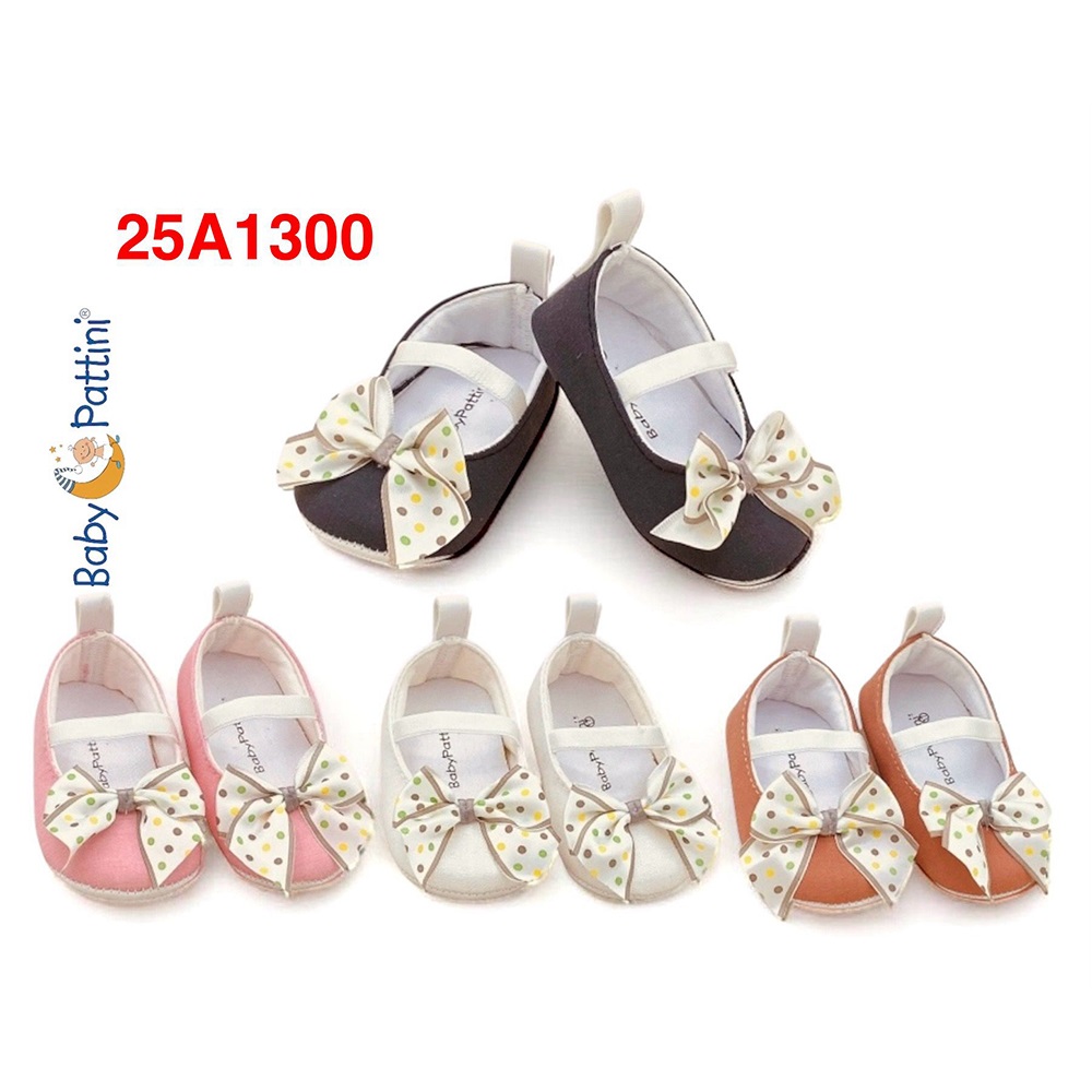 Baby Pattini 24A1300 Kız Bebe Puantiyeli Coton Lastikli Babet İlk Adım Ayakkabı 6-12 Ay (12 Li) - Karışık Renk - 6-12 AY