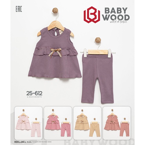 Babywood BW-612 Kız Bebe Penye Raporlu Taytlı Takım 6-18 Ay - Karışık Renk - 6-9-12-18 AY
