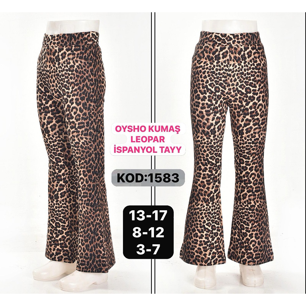 Yılmazcan 1583-2 Kız Çocuk Leopar İspanyol Paça Tayt 13-17 Yaş - Karışık Renk - 13-17 YAŞ