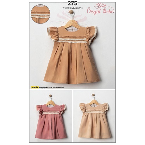 Özgül 275 Kız Bebe Modal Pileli Jile Elbise 9-24 Ay - Karışık Renk - 9-24 AY