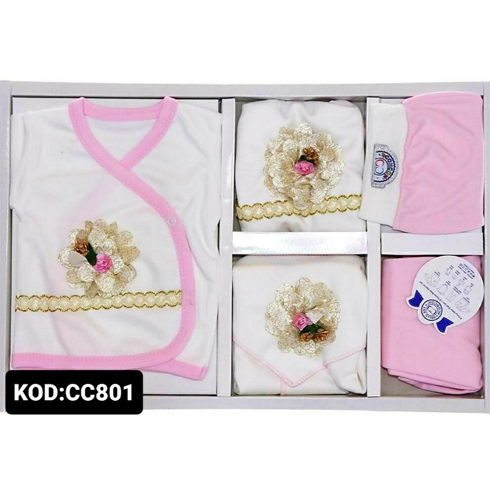 Concon 801 Bebe Simli Su Taşı Nakışlı 8 Parça Lüx Zıbın Set 0-3 Ay - Karışık Renk - 0-3 AY