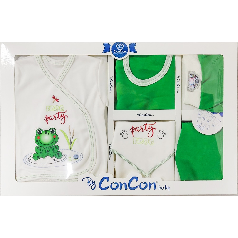 Concon 8104 Bebe Kurbağa Nakışlı 8 Parça Lüx Zıbın Set 0-3 Ay - Karışık Renk - 0-3 AY