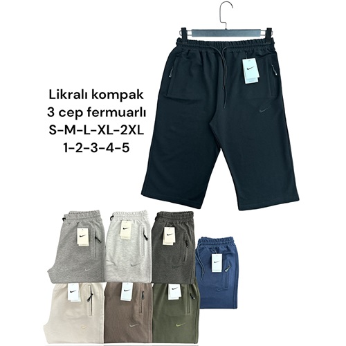 Erkam 1367 Erkek Kompak Nıke Nakışlı Kapri S-2XL - Karışık Renk - S-M-L-XL-2XL