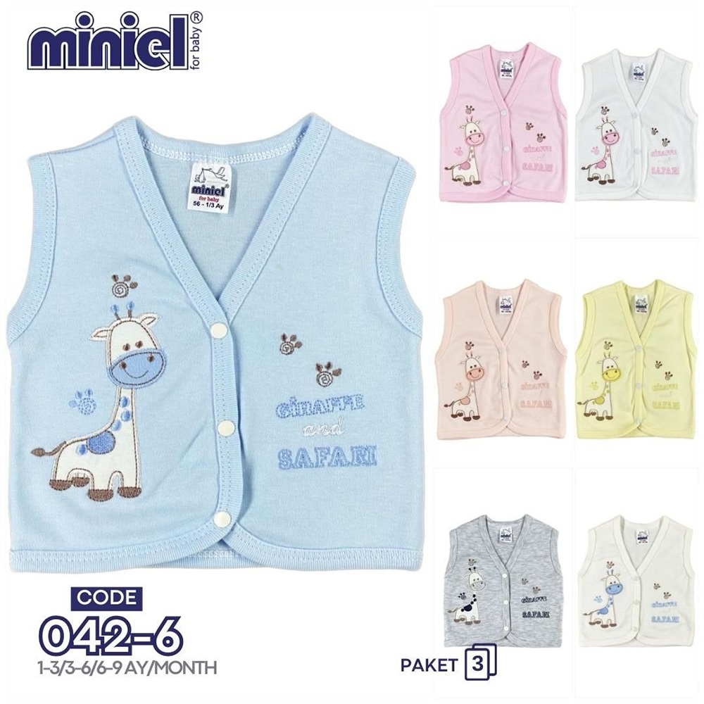 Miniel 042 Bebe Penye Nakışlı Seri Yelek 3-9 Ay(3 Lü)
