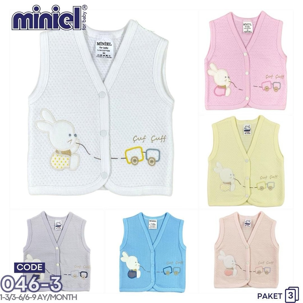 Miniel 046 Bebe Kapitone Nakışlı Seri Yelek 3-9 Ay(3 Lü)