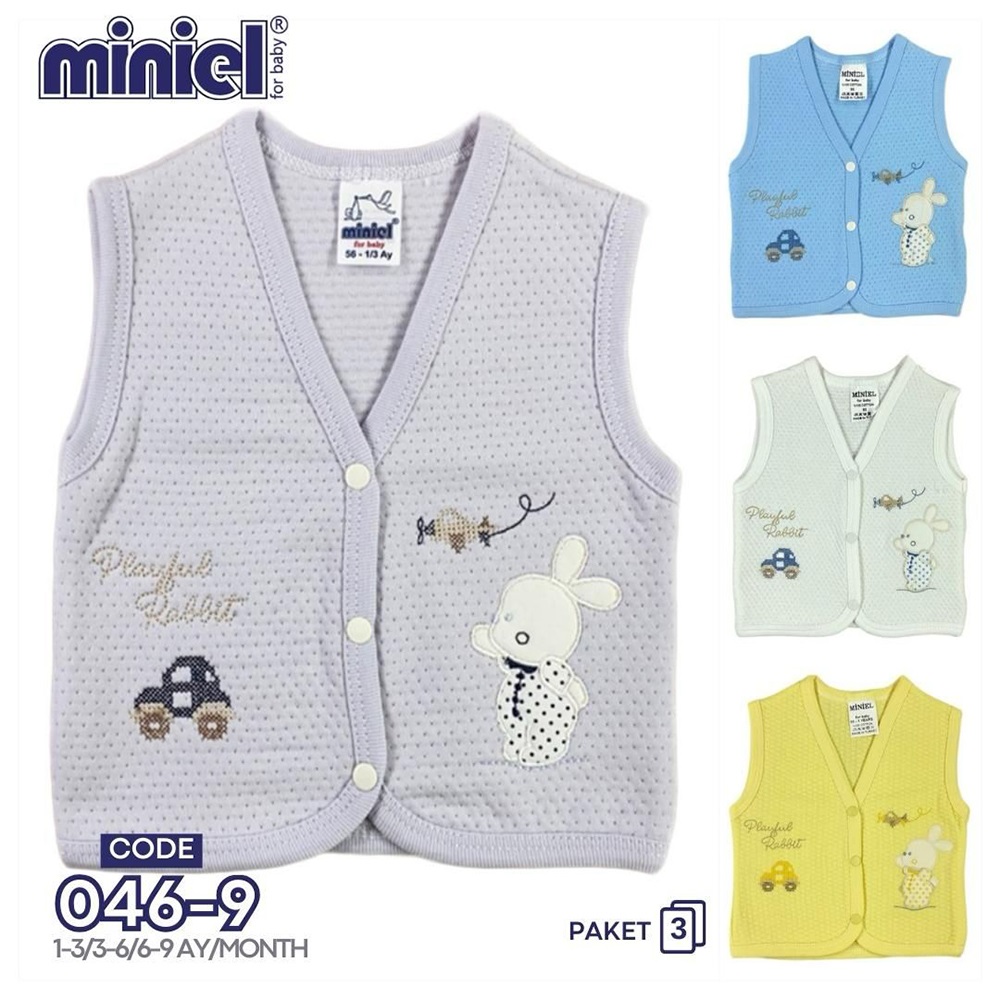 Miniel 046 Bebe Kapitone Nakışlı Seri Yelek 3-9 Ay(3 Lü)