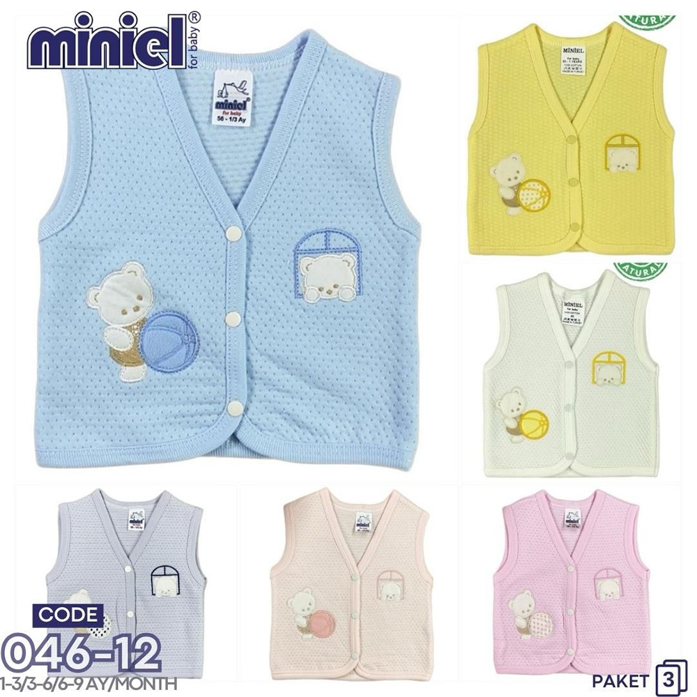 Miniel 046 Bebe Kapitone Nakışlı Seri Yelek 3-9 Ay(3 Lü)