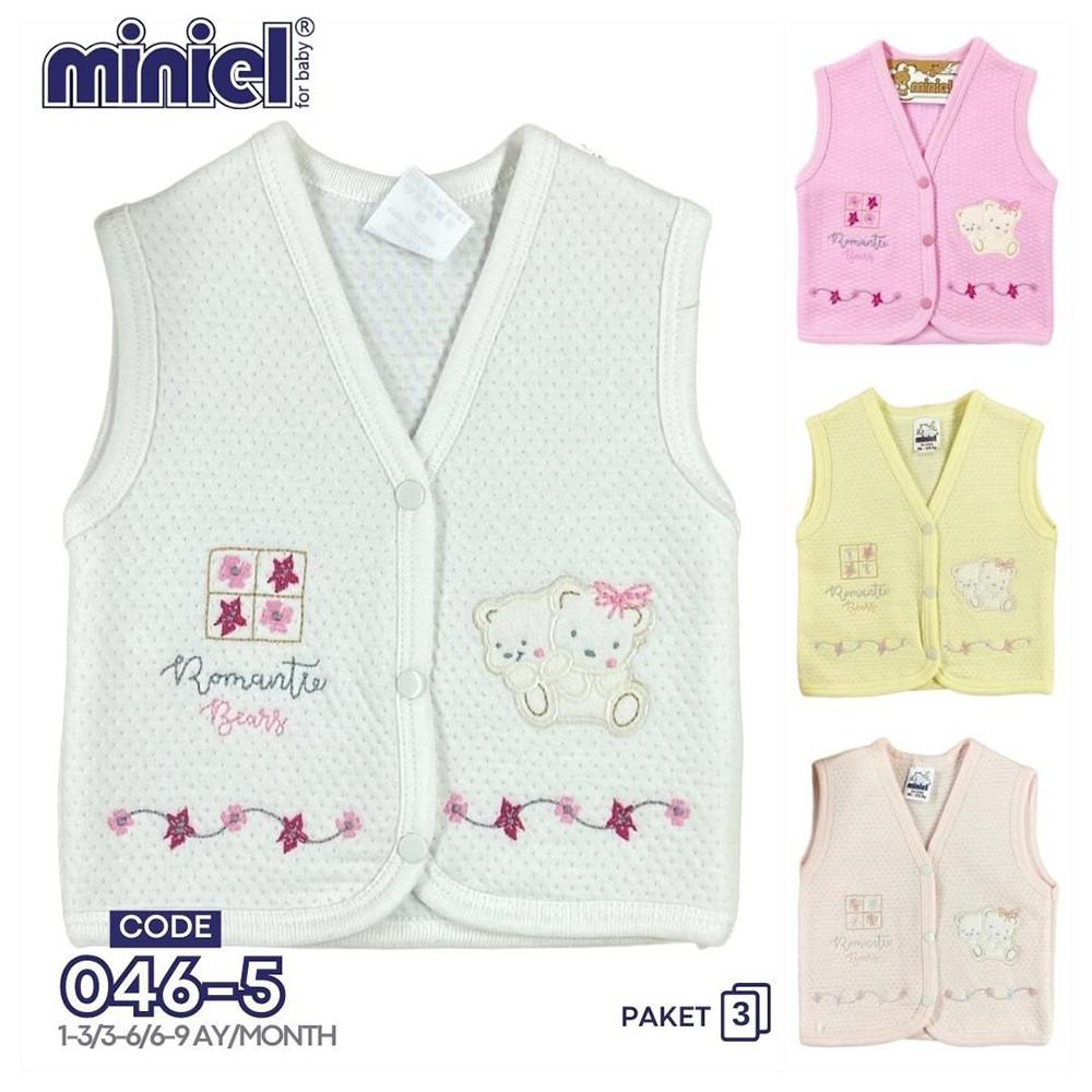 Miniel 046 Bebe Kapitone Nakışlı Seri Yelek 3-9 Ay(3 Lü)