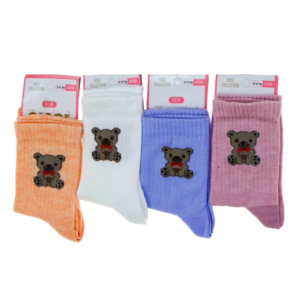 Pınar 5864 Yeni Penye Kız Çocuk Mevsimlik Likralı Soket Çorap - Karışık Renk - 5-6 YAŞ